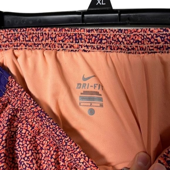 Nike Dri-Fit Women's S Orange Leopard Print Running Athletic Shorts - Picture 7 of 7